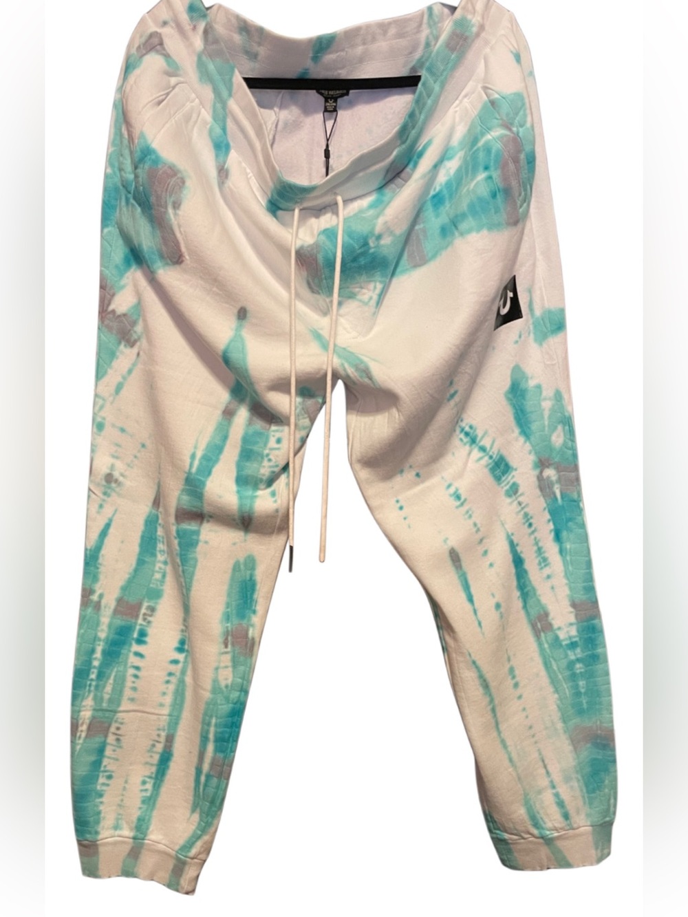 True Religion Tie-Dye Joggers - White & Teal XXL
